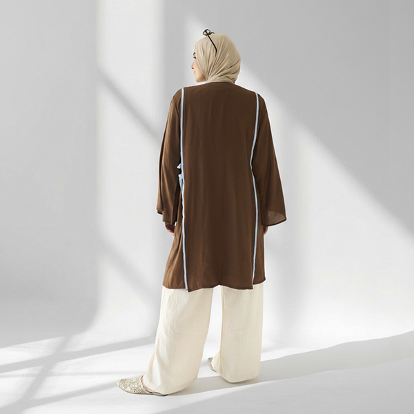 Brown Galaxy Linen Cardigan