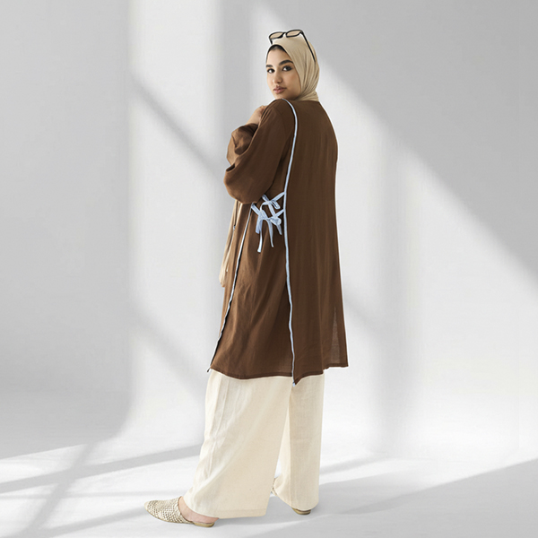 Brown Galaxy Linen Cardigan